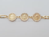 Pulsera Elegante - 100183 - Diseño Medallas San Benito CZ Clara Oro Laminado 18K